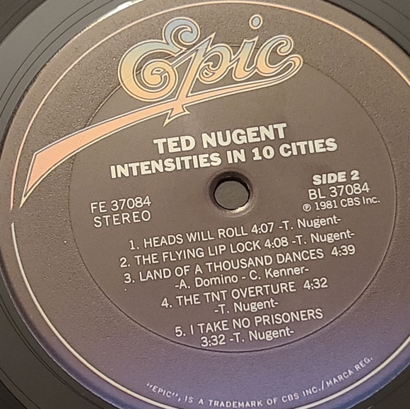 Ted Nugent Intensities in 10 cities. Vintage vinyl. Pristine condition - Picture 9 of 10